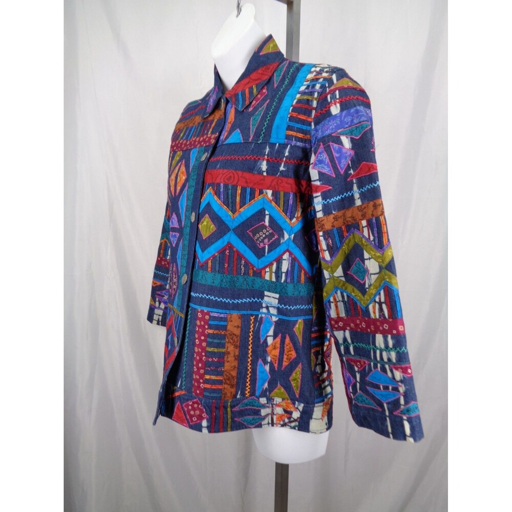 Chicos Design Patchwork Applique Embroidered Jean… - image 3